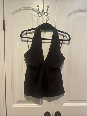 Banana Republic Black Halter V-Neck Camisole Top